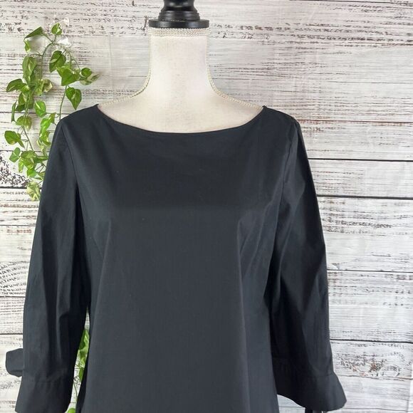 Talbots Blouse Tunic size Extra Small Classic Black Modest Casual Career Boho - Picture 2 of 11